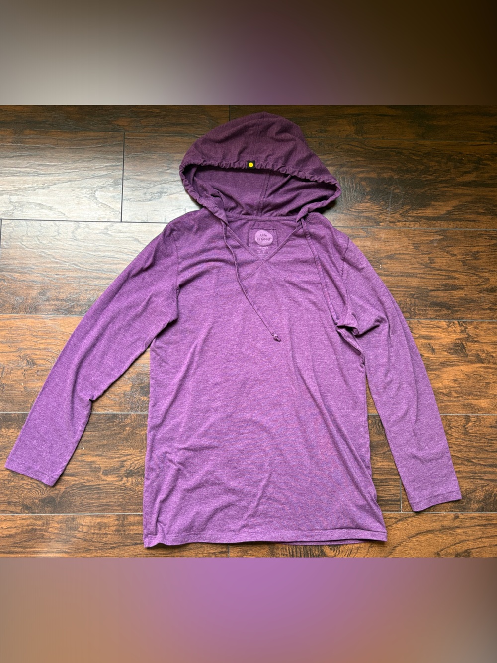 Life Is Good Purple Hooded Long Sleeve Top